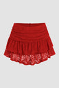 Red Lace Layered Mini Skirt