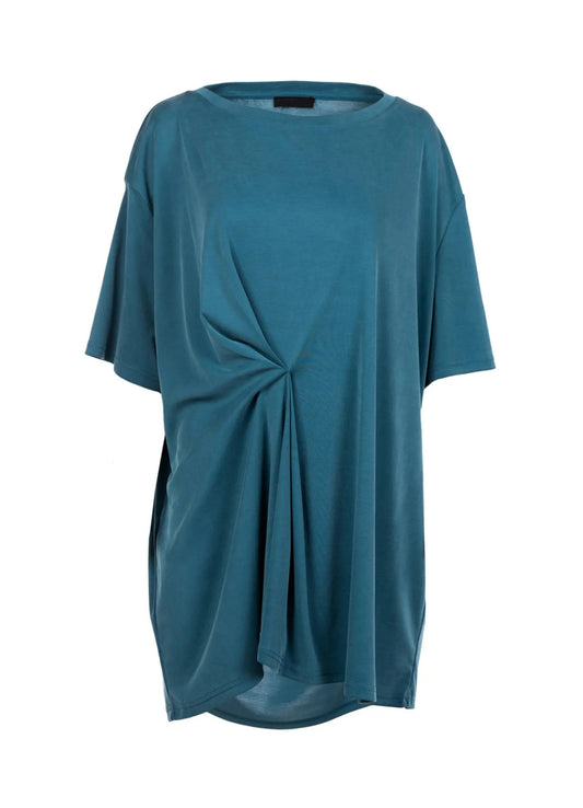 Teal Blue Asymmetrical Long T-shirt