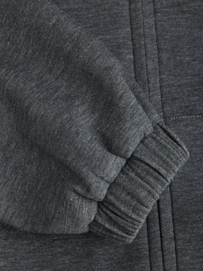 Grey Terry Gingham Lace Trim Hoodie
