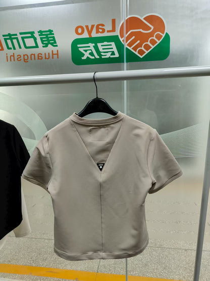 Khaki Workwear V-neck T-shirt