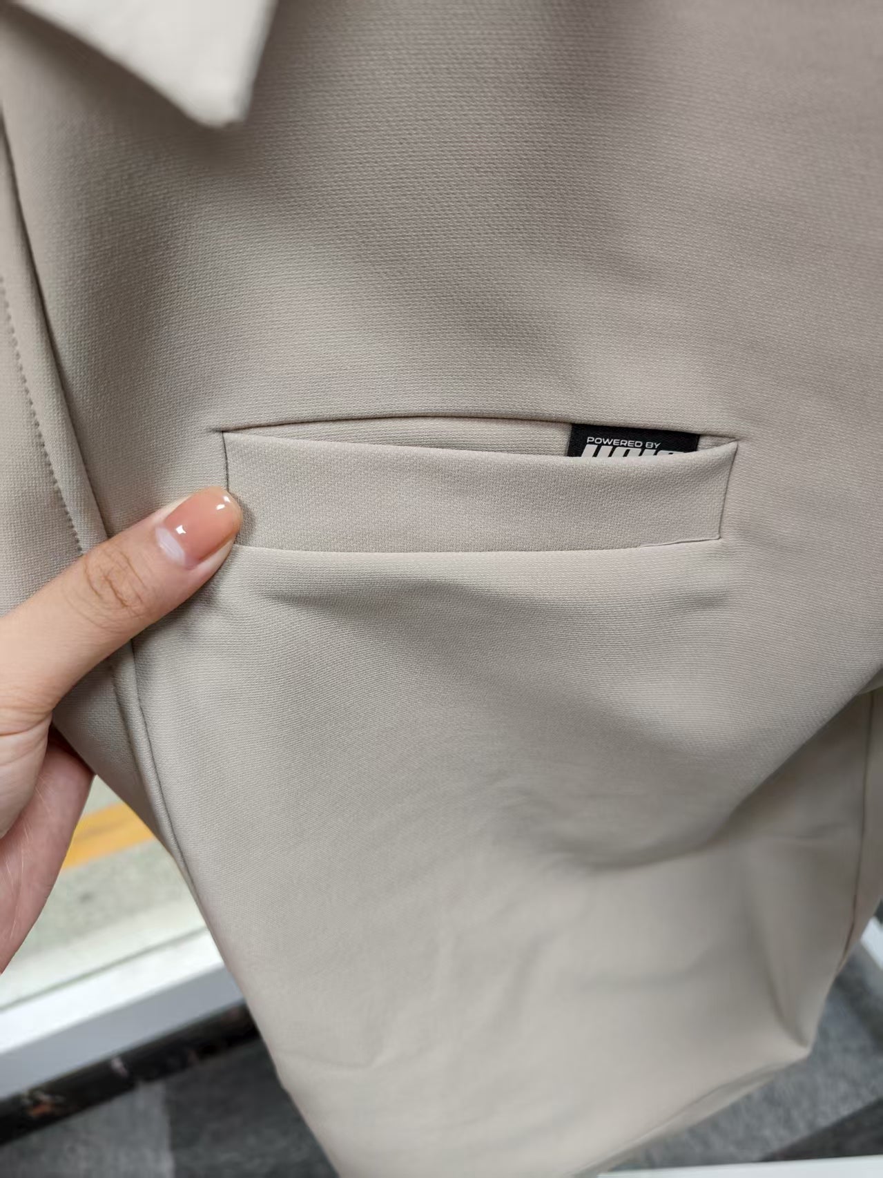 Khaki Workwear Lapel Collar Zip T-shirt