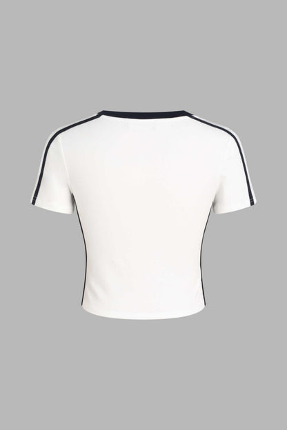 White V Neckline 87 Graphic T-shirt