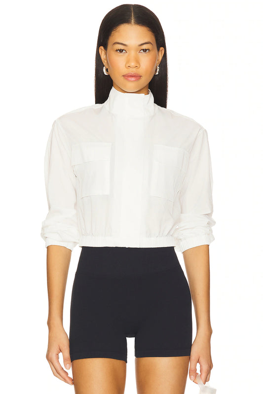 White Cropped Zip Jacket