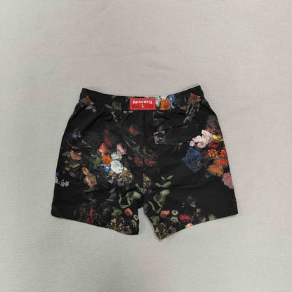 Black Floral Shorts