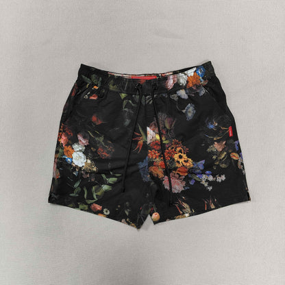 Black Floral Shorts