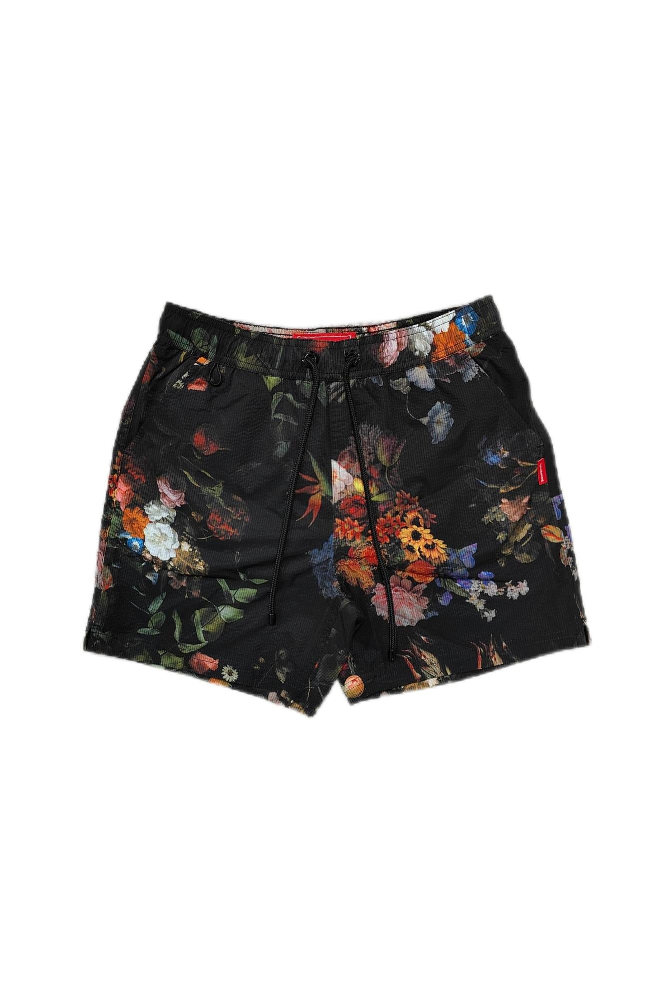 Black Floral Shorts