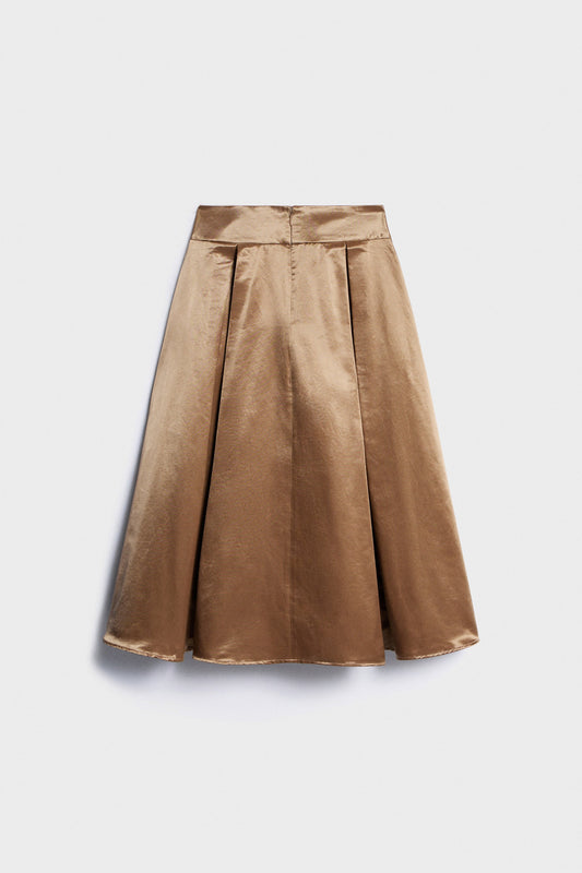 Brown Flared Midi Skirt
