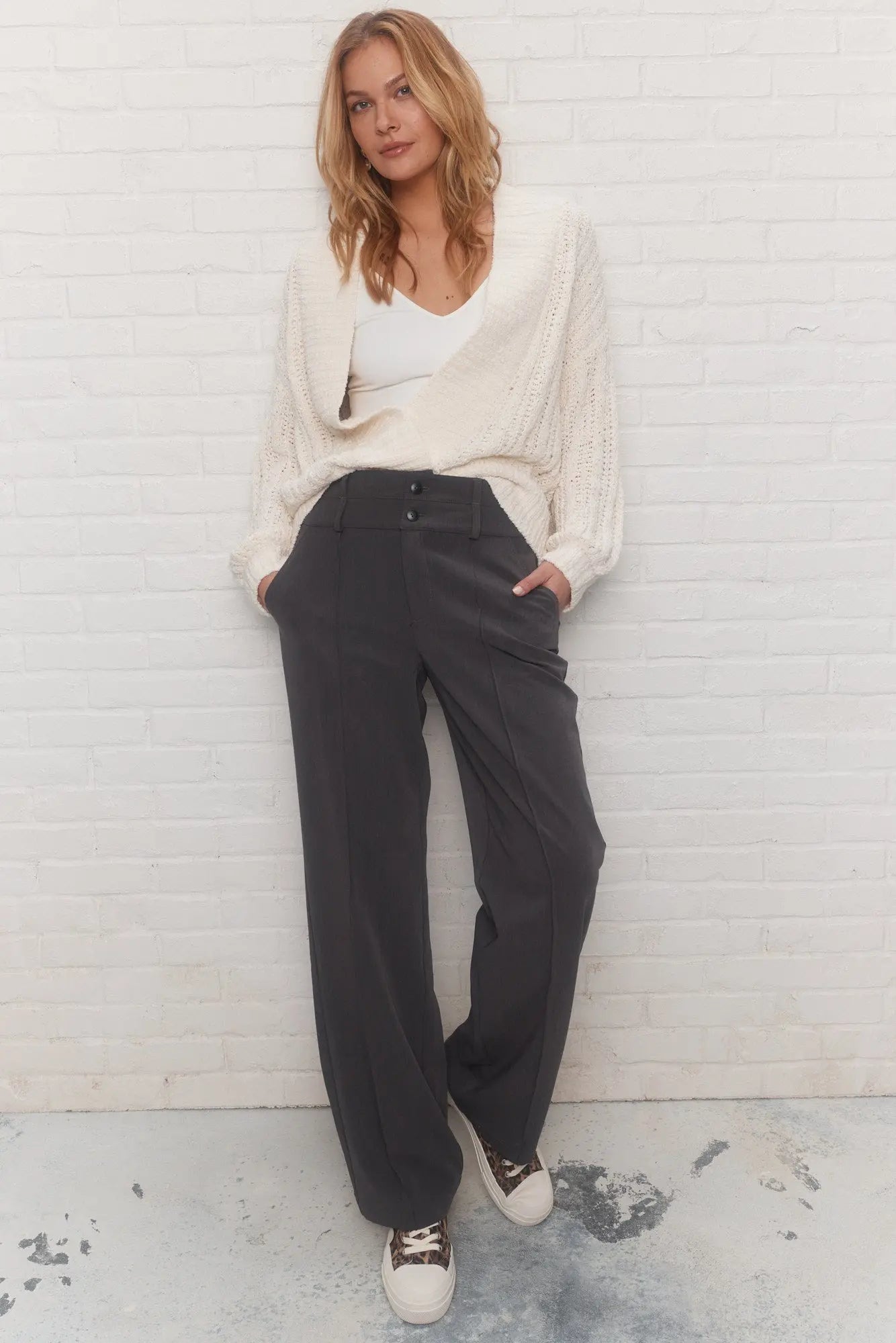 Gray Straight-leg Pants