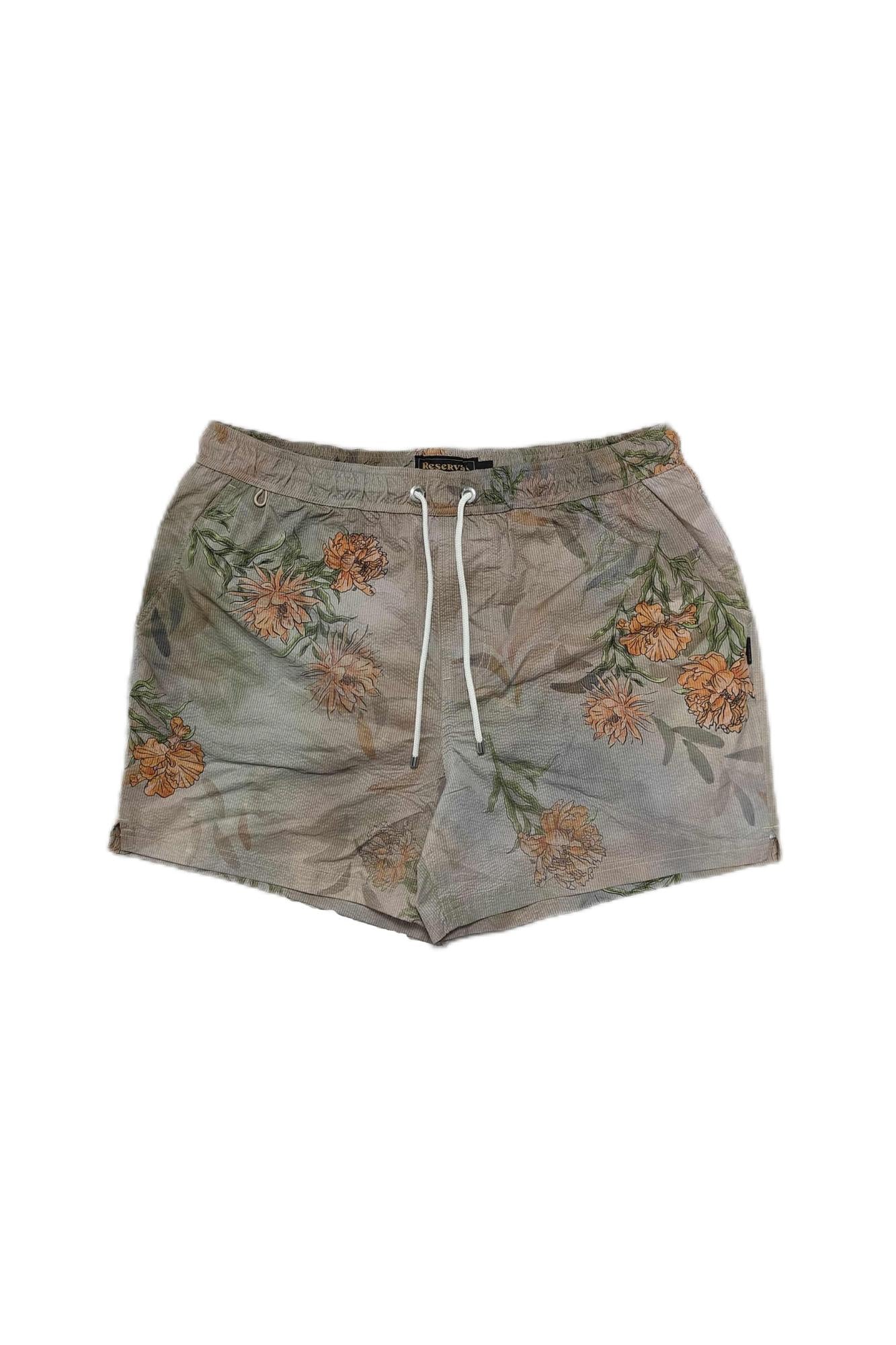 Grey Floral Print Shorts