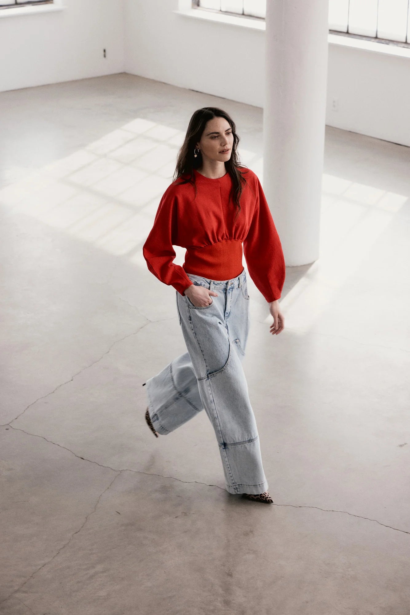 Red Bustier Sweatshirt
