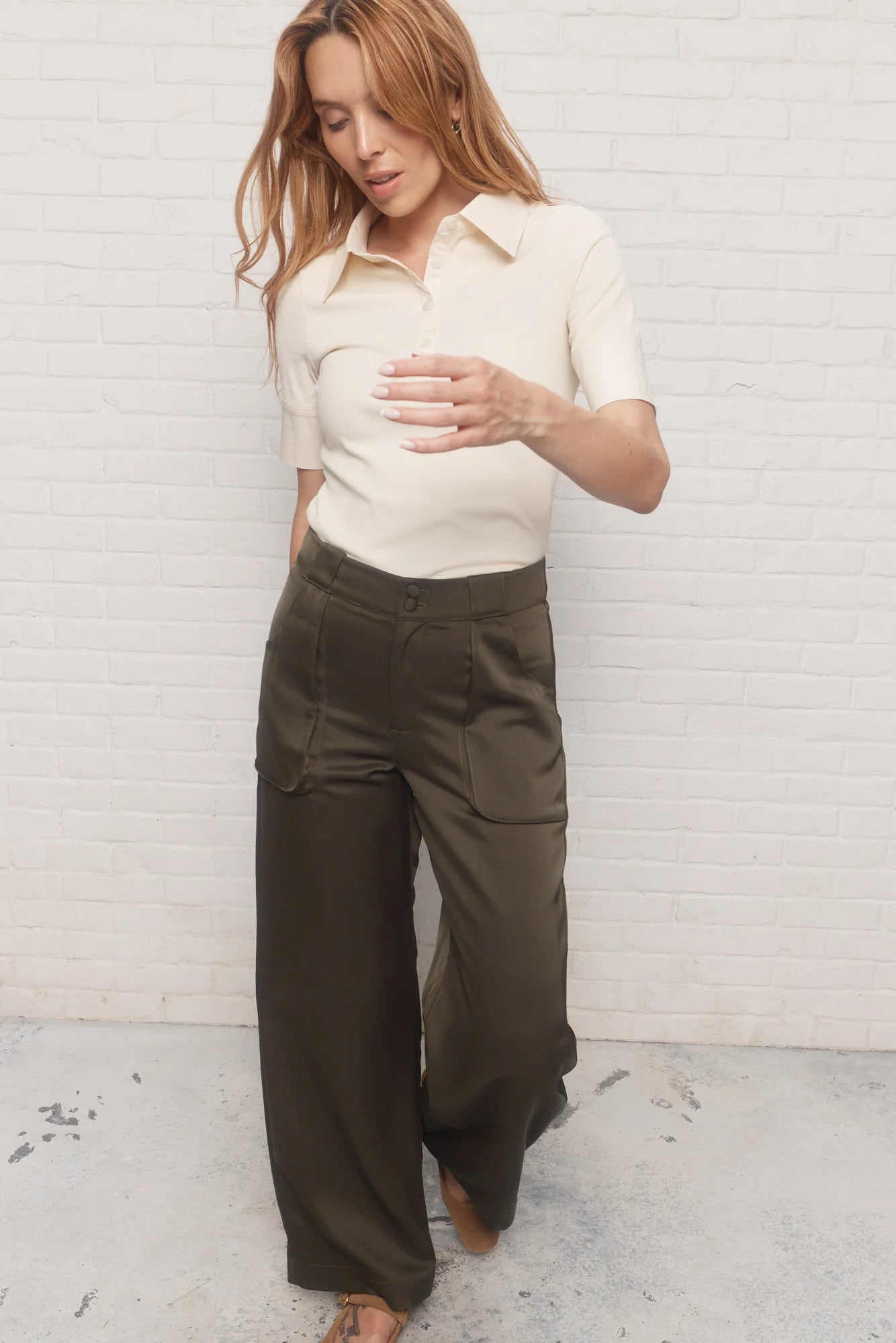 Green Satin-like Pants