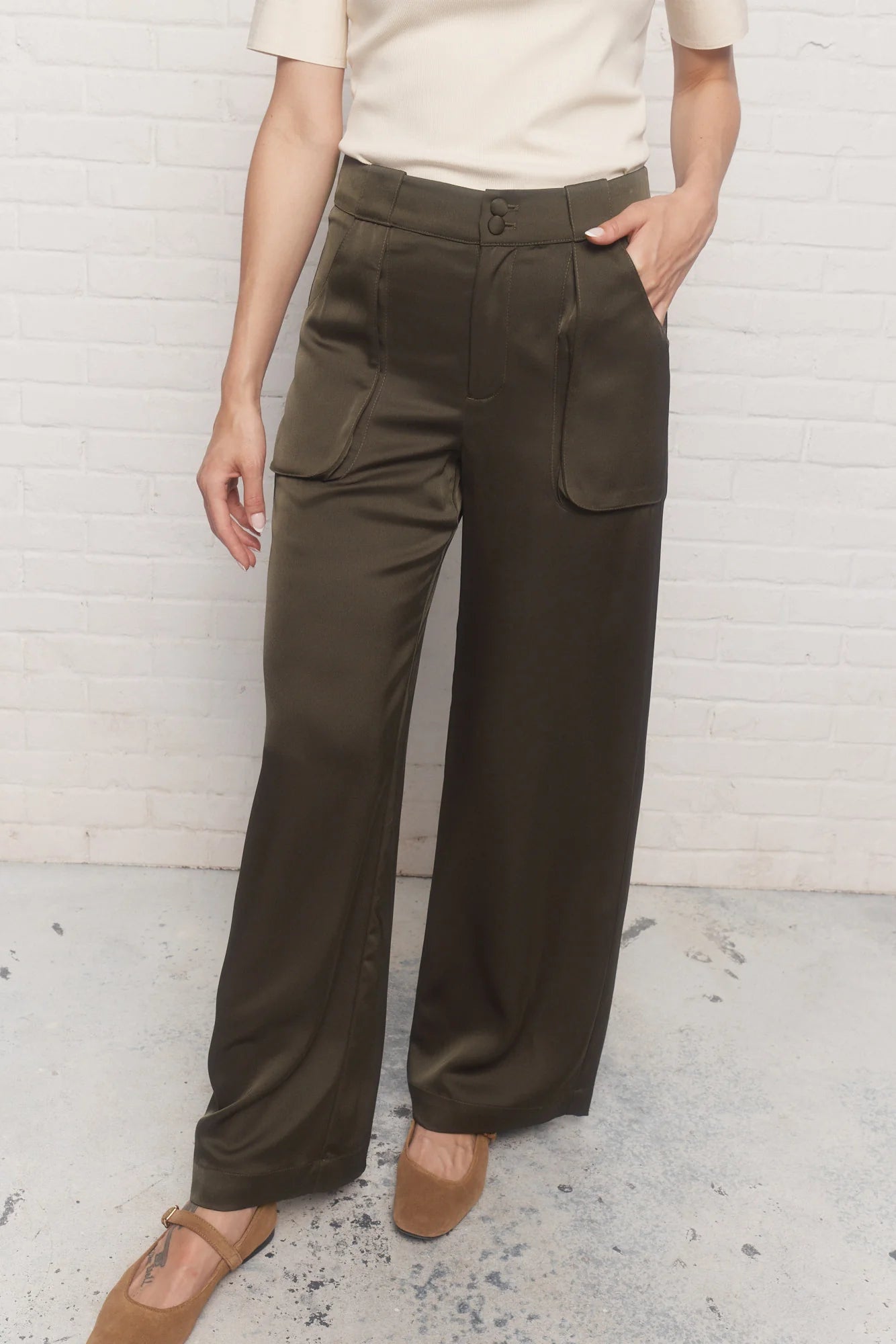 Green Satin-like Pants