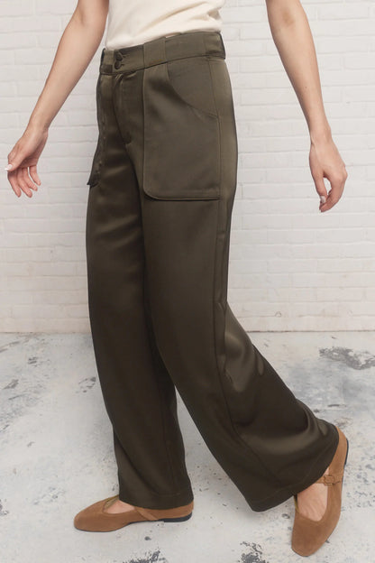 Green Satin-like Pants